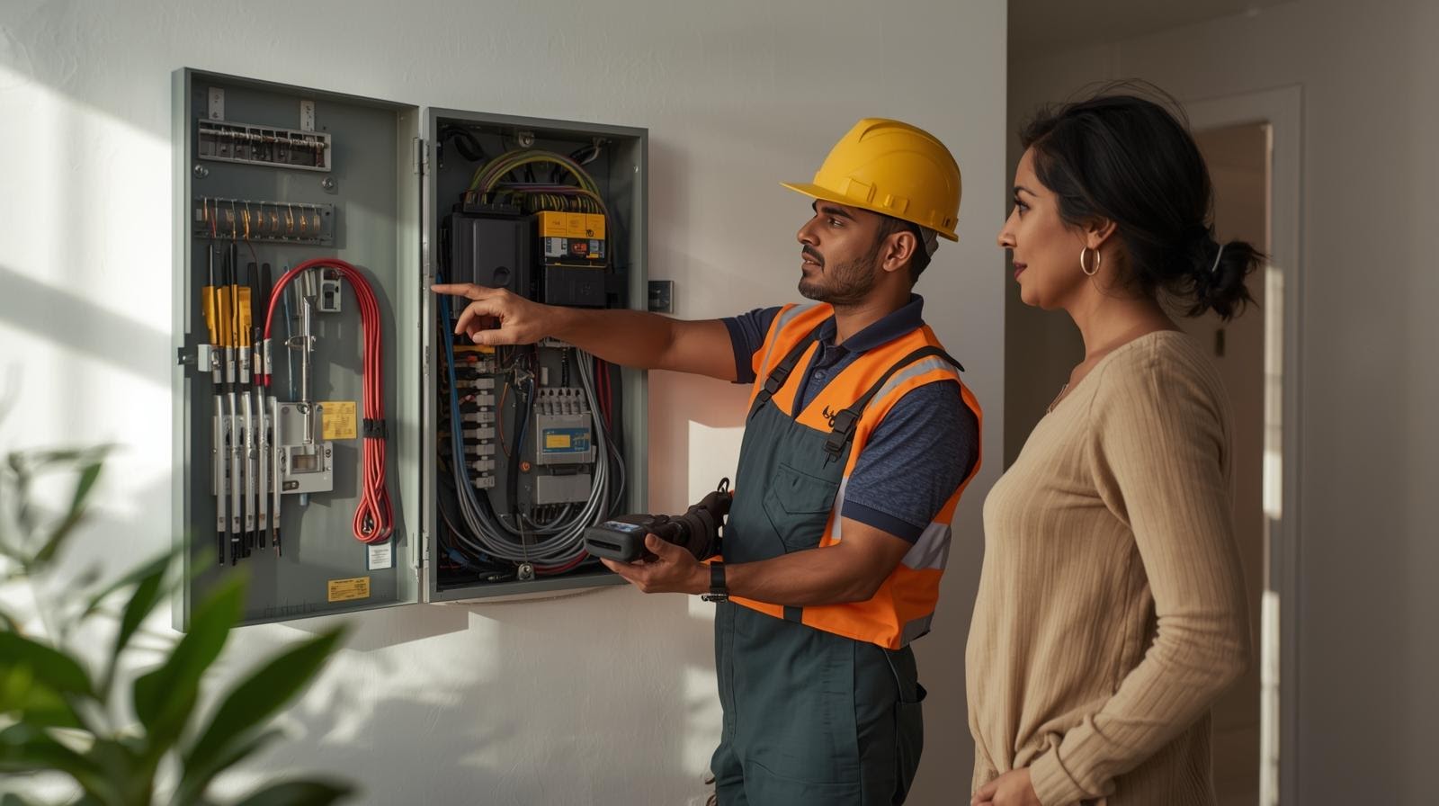 Licensed electrician performing professional electrical work